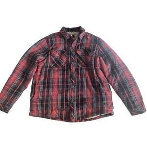 Dickies Men's Size XL Sherpa Lined Red Plaid Jacket Snap Up Flannel Workwear